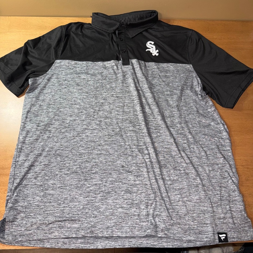 Fanatics Chicago White Sox MLB Polo Shirt Mens 2XL Black Grey Colorblock Heather